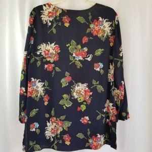 CAROLE LITTLE vintage black floral tunic sz 6